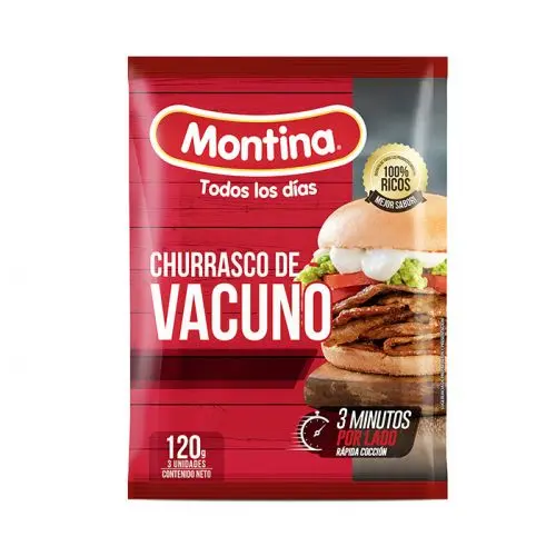 Caja de Churrascos de Vacuno 120 gr (25 Unidades